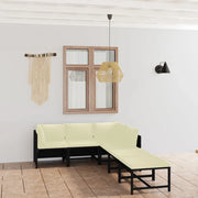 Set Divani da Giardino 6 pz con Cuscini in Polyrattan Nero 3059784