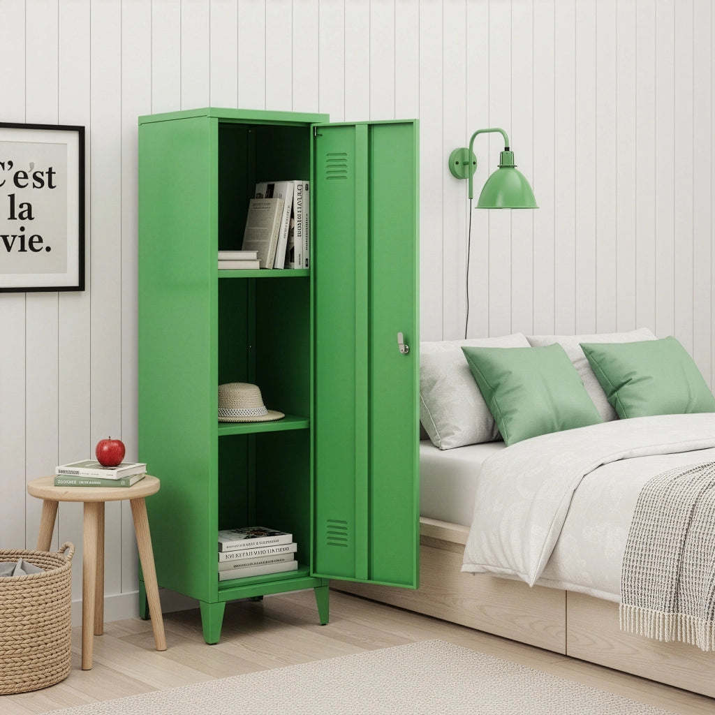 Armadio da Ufficio Kurikka Acciaio Verde Mela [en.casa]