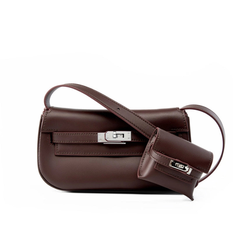 Borsa a tracolla multifunzione da donna Moove Kelly Mini in vera pelle, colore viola.