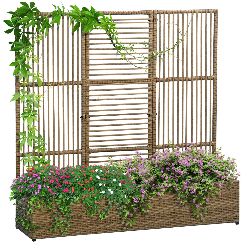 Vaso per Fiori con Griglia ¨C zephmum ¨C Polyrattan, 103x29x103 cm, Sabbia