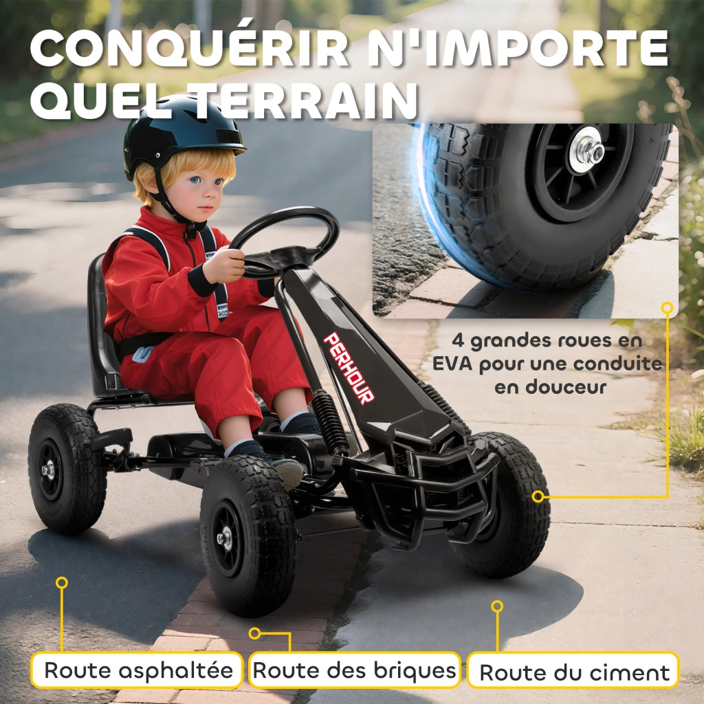 Go-Kart a Pedali per Bambini ¨C Zephmum ¨C Nero 110x61x62 cm