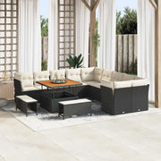 Set Divano da Giardino 13 pcs Nero polyrattan