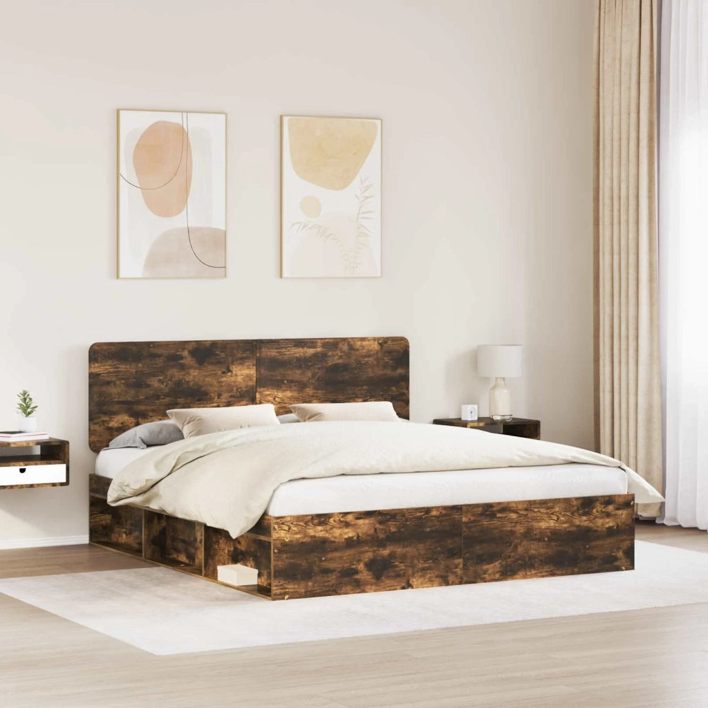 Struttura del letto Rovere fumé 180 x 200 cm Pino massello 3412456