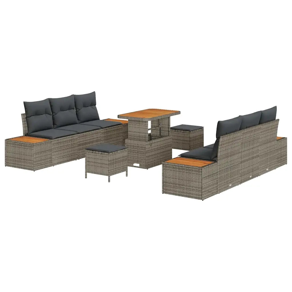 Set Divano da Giardino con cuscino 9 pcs Grigio Poly Rattan 3364823