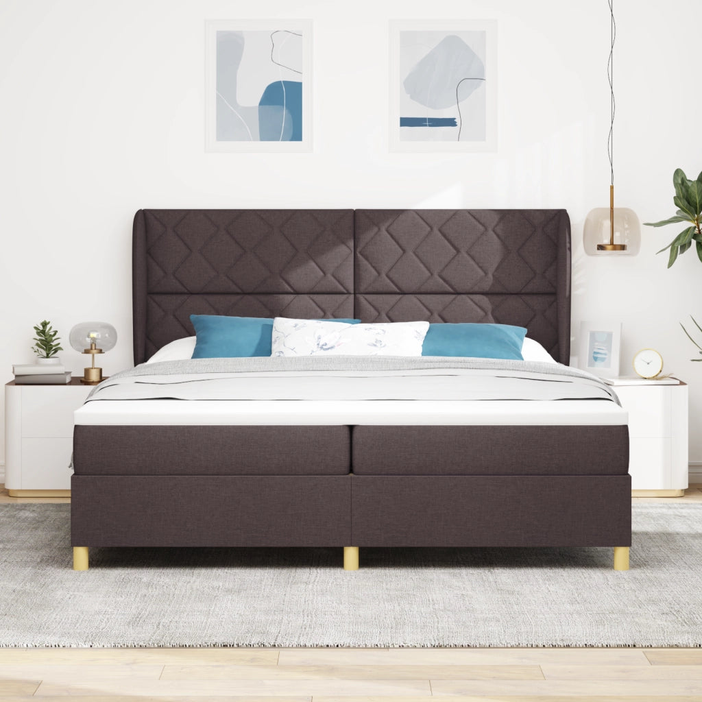Letto Box Spring con Materasso Marrone Scuro 200x200 cm Tessuto