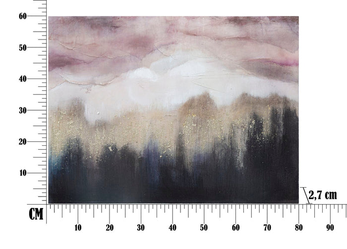 Dipinto su Tela Pink Mountain 80x2,7x60 cm in Legno di Pino e Canvas Multicolor