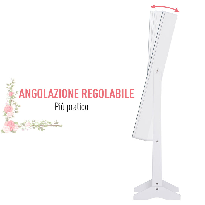 Armadio Portagioie e Trucchi con Specchio e Illuminazione LED Automatica Bianco 30x146x36 cm