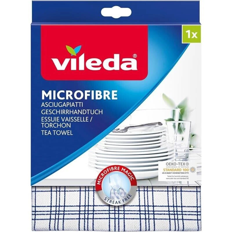 VILEDA ASCIUGAPIATTI IN MICROFIBRA SENZA ALONI E PELUCCHI, MAXI FORMATO 2 CONF DA 1 PZ