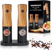 Molinello Elettrico Sale e Pepe - Regolabile Coarseness - Interruttore Automatico - Set da 2 (Marrone)