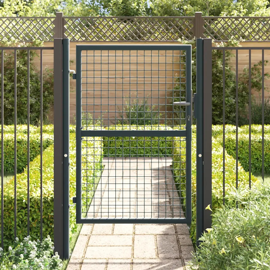 Cancello da Giardino in Rete di Acciaio Zincato 100x125 cm Grigio 145772