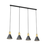Lampada a sospensione Rosa in acciaio nero opaco e oro