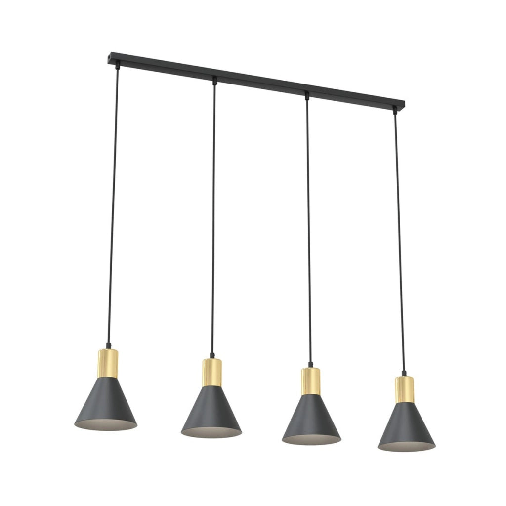 Lampada a sospensione Rosa in acciaio nero opaco e oro