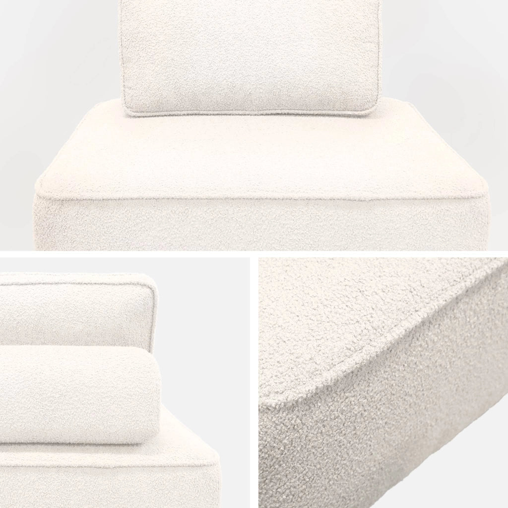 Divano modulare in bouclé, 3 posti, crema