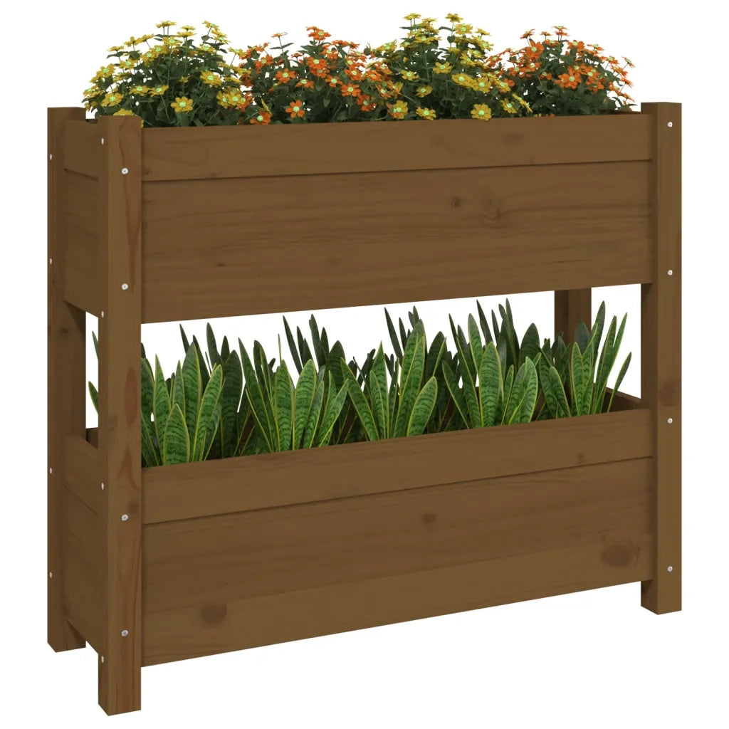 Fioriera Marrone Ambra 77x25x66 cm in Legno Massello di Pino 823944