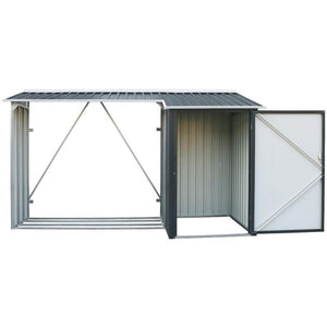 Legnaia da Giardino 272x100x160 cm in Metallo Antracite e Bianco