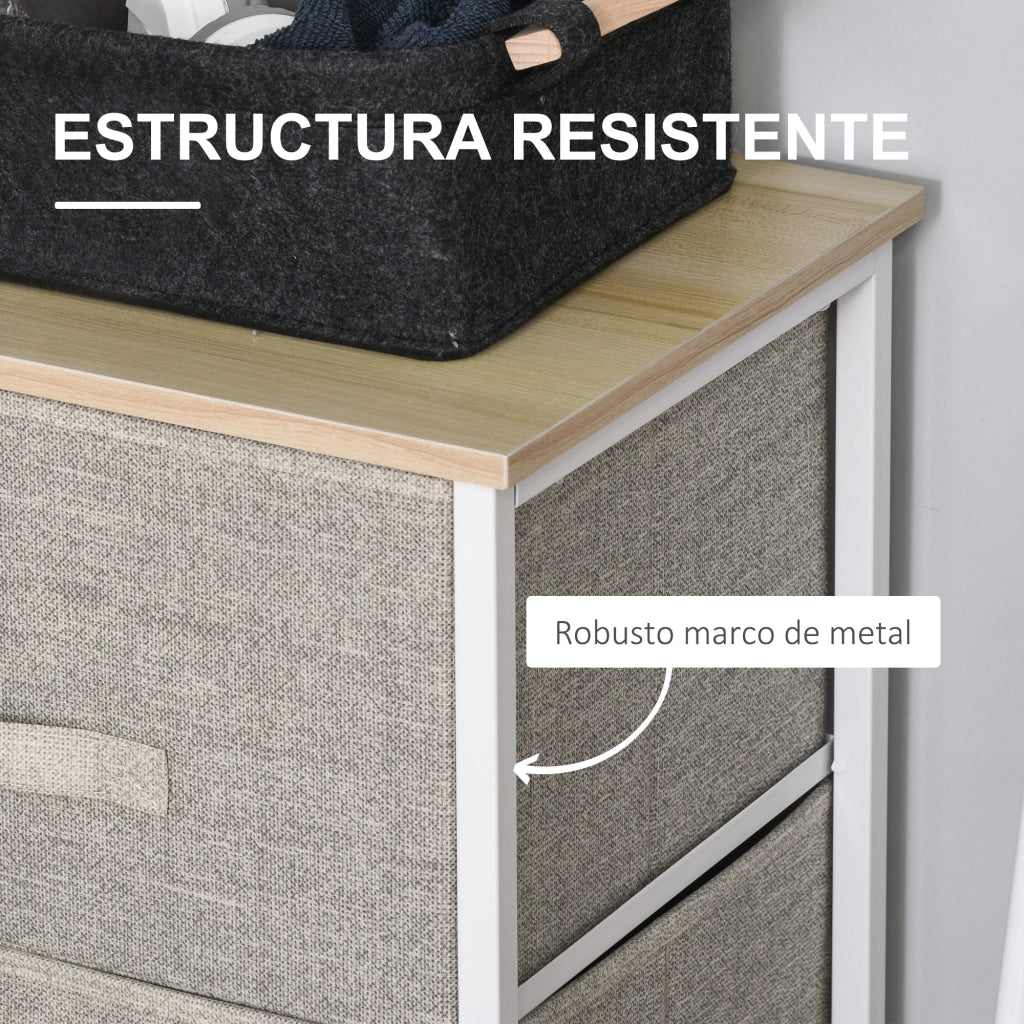 Cassettiera con 3 Cassetti Tessuto Grigio ¨C Zephmum ¨C Acciaio 60x40x