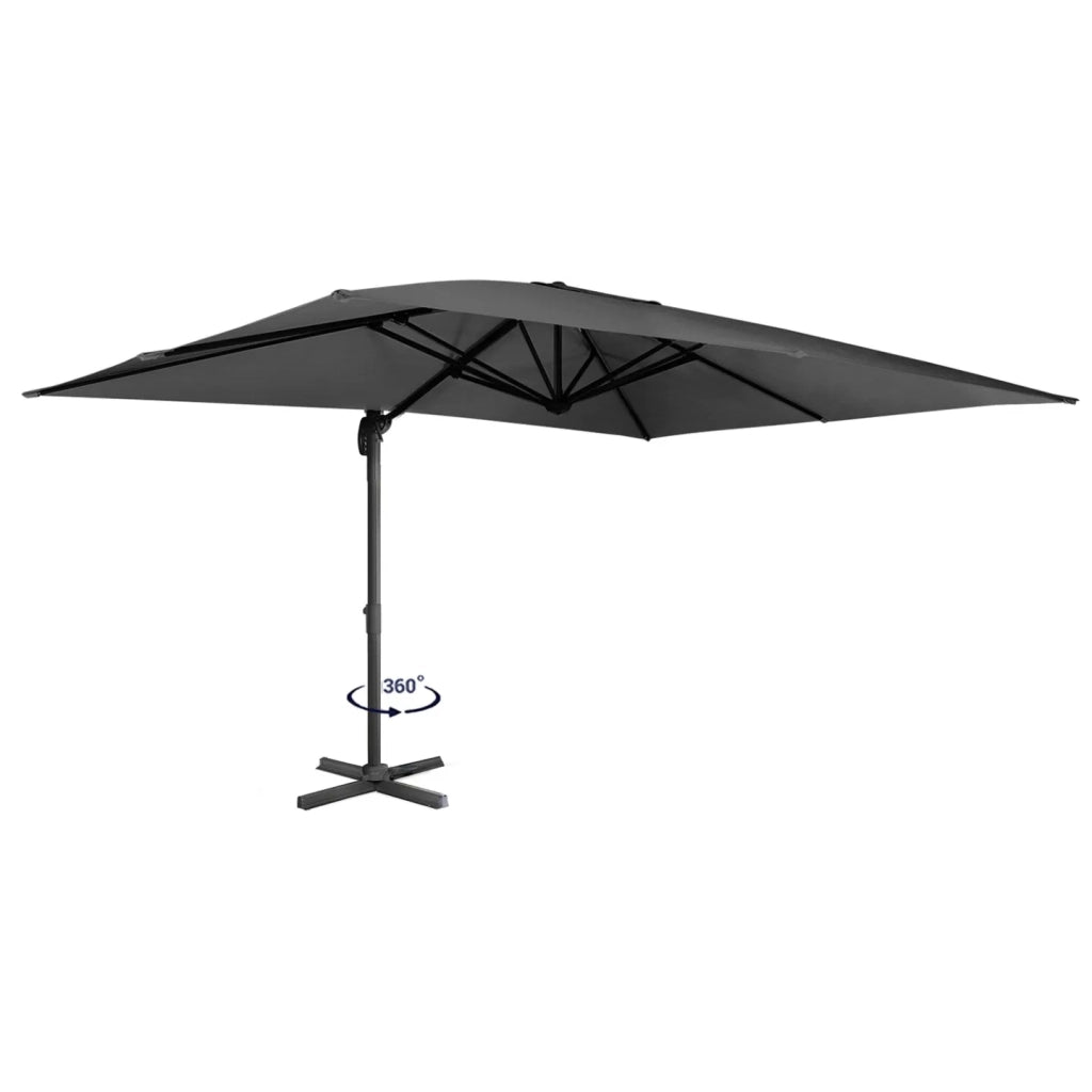 IDMarket - CALVI grigio 3x4 M ombrellone sfalsato a 360° inclinabile e girevole con copertura