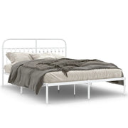 Letto matrimoniale | Letto per adulti | Giroletto con Testiera Metallo Bianco 150x200 cm