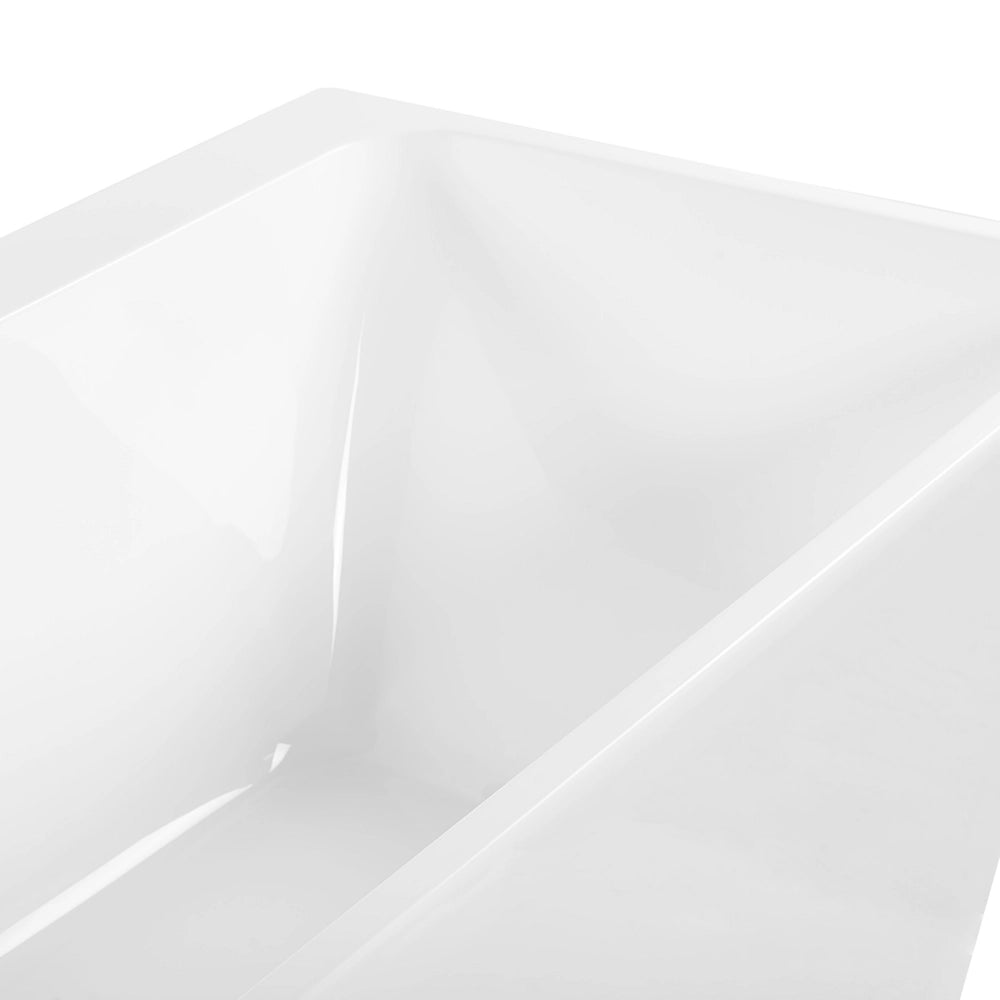 Vasca da bagno bianca in acrilico sanitario ovale singola 170 x 80 cm dal design minimalista