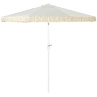 Ombrellone da Giardino a Manovella Inclinabile e Palo a 2 Sezioni, Poliestere e Metallo, 2.6x2.4 m, Bianco