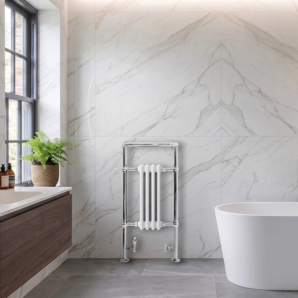 Radiatore Bagno Tradizionale 950x480mm Bianco Cromato Scaldasalviette