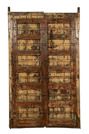 Biscottini Porta portone in legno massello e ferro da interno o da esterno vecchia e antica medievale scorrevole