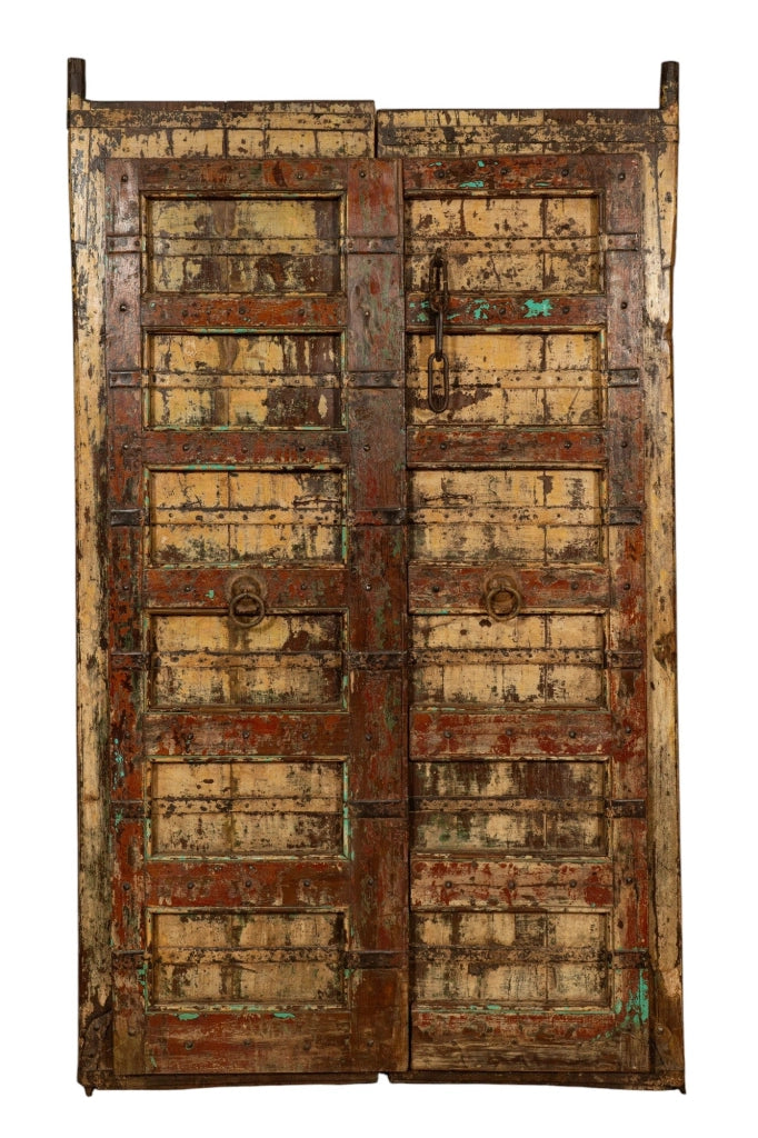 Biscottini Porta portone in legno massello e ferro da interno o da esterno vecchia e antica medievale scorrevole