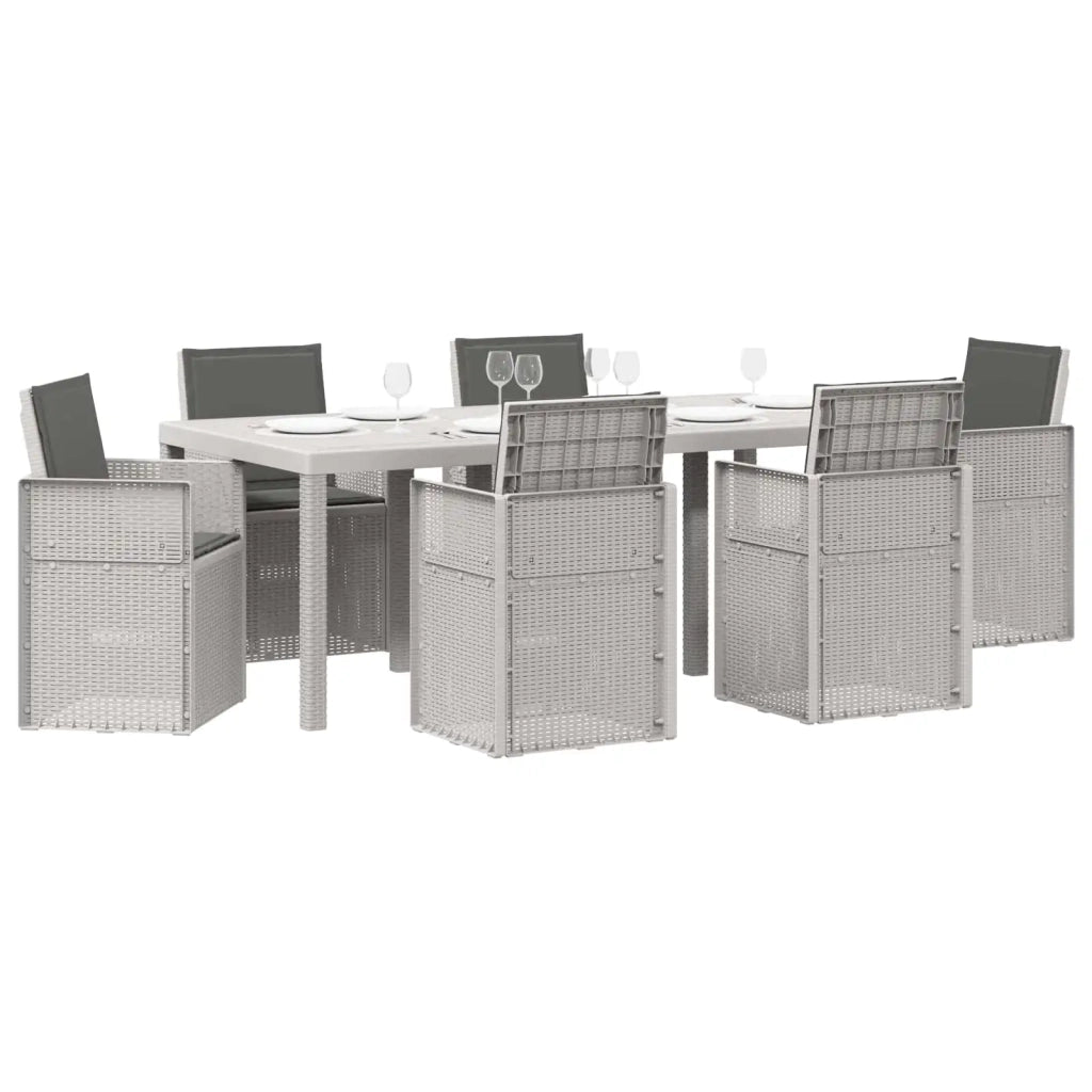 Set da Pranzo per Giardino 7 pcs Bianco e Antracite PP