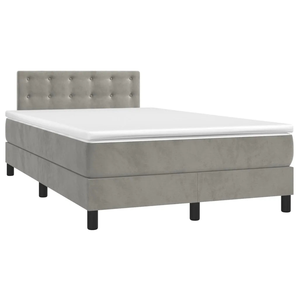 Letto a Molle con Materasso e LED Grigio Chiaro 120x200 cm Velluto 3134633