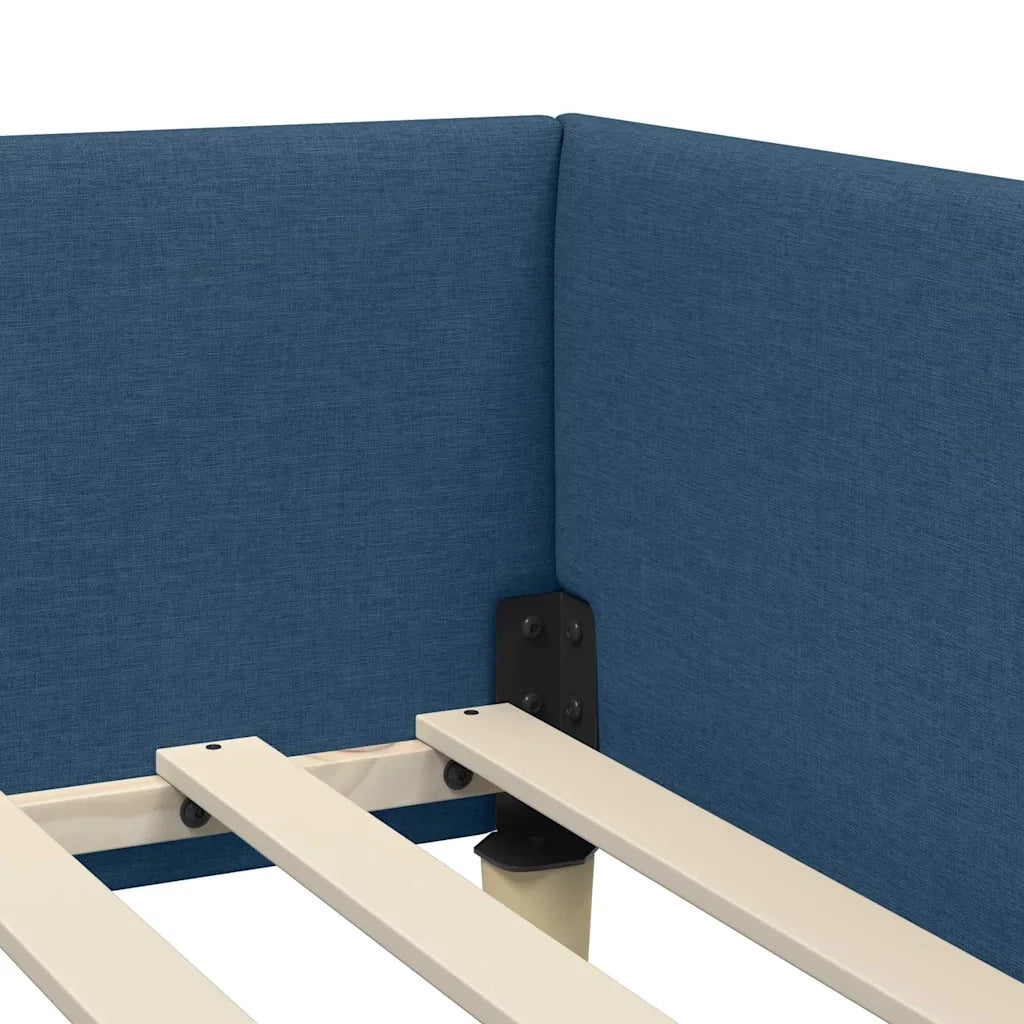 Letto singolo | Letto per adulti | Cornice del letto ad angolo Blu 90 x 190 cm Tessuto