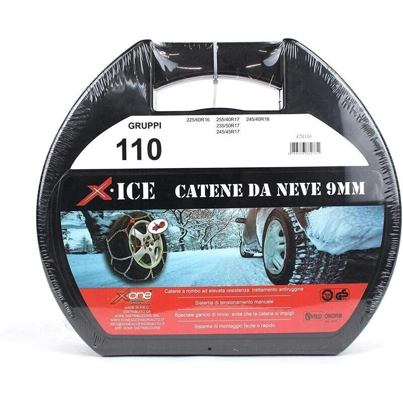 X ICE CATENE A ROMBO CON TRATTAMENTO ANTIRUGGINE DA 110GR OMOLOGATE