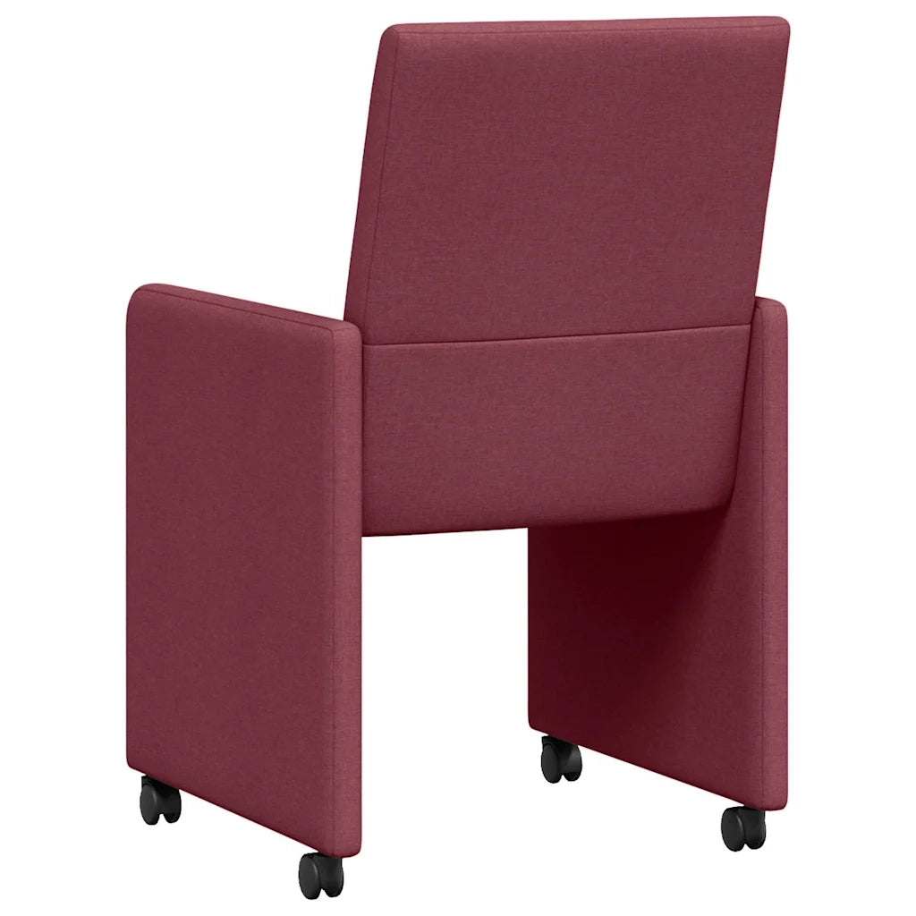 Sedie da Pranzo con Ruote 2 pcs Rosso vino 57 x 66 x 94 cm