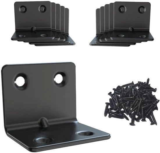 Connettore angolare in acciaio inossidabile 10 pezzi - Nero 30x30x40 mm - Connettore per legno - Beugola di fissaggio - 90 gradi L-shape