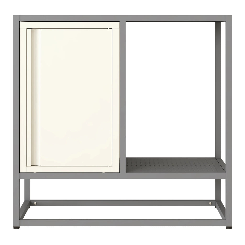 Credenza Burlöv in Acciaio Mobile Contenitore Basso 70x72x35 cm Grigio / Bianco [en.casa]