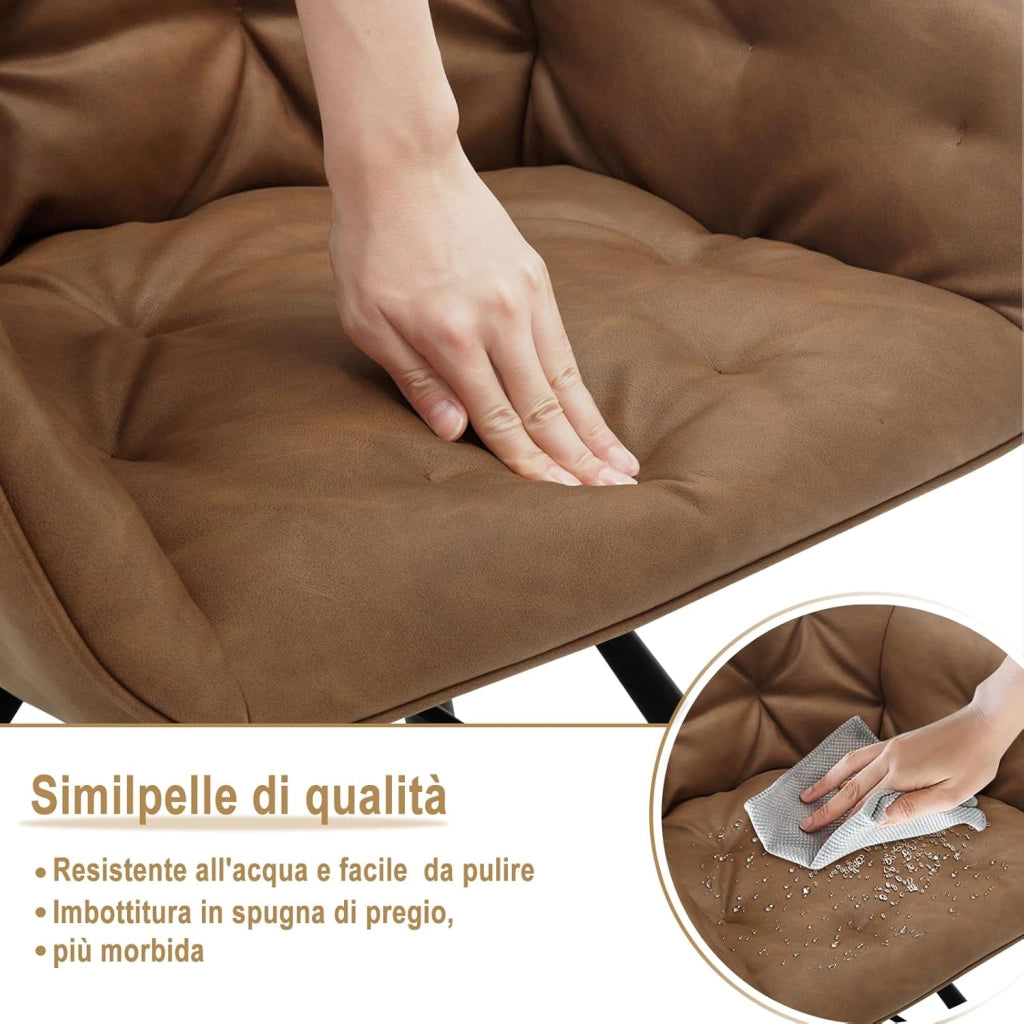 Set di 8 Sedie per Sala da Pranzo Girevoli a 360°, Sedie da Cucina Imbottite con Gambe in Metallo, Poltroncine in PU per Camera da Letto, Soggiorno, Ufficio, Marrone chiaro EZS61hbr-8