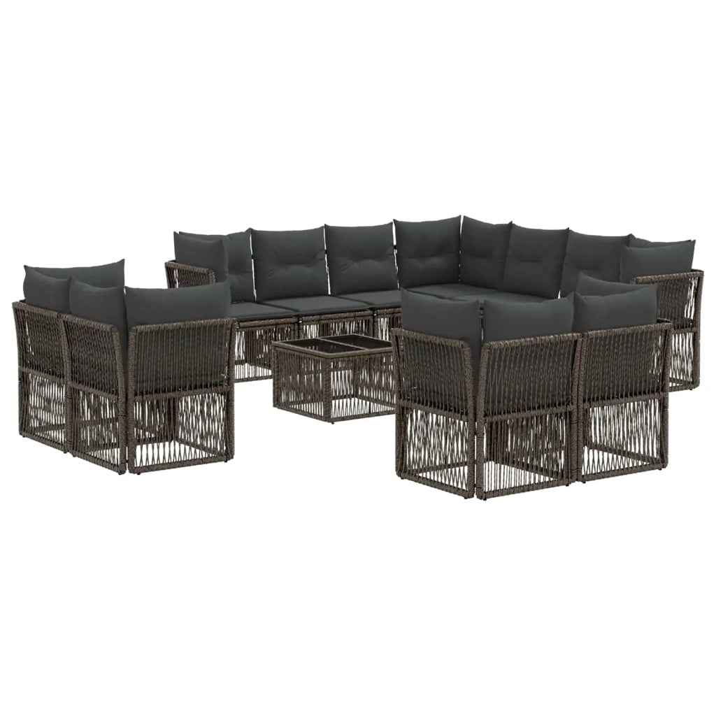 Set Divano da Giardino 12 pcs Grigio polyrattan
