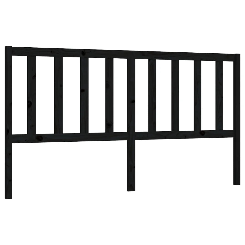 Testiera per Letto Nera 186x4x100 cm in Legno Massello di Pino 817759