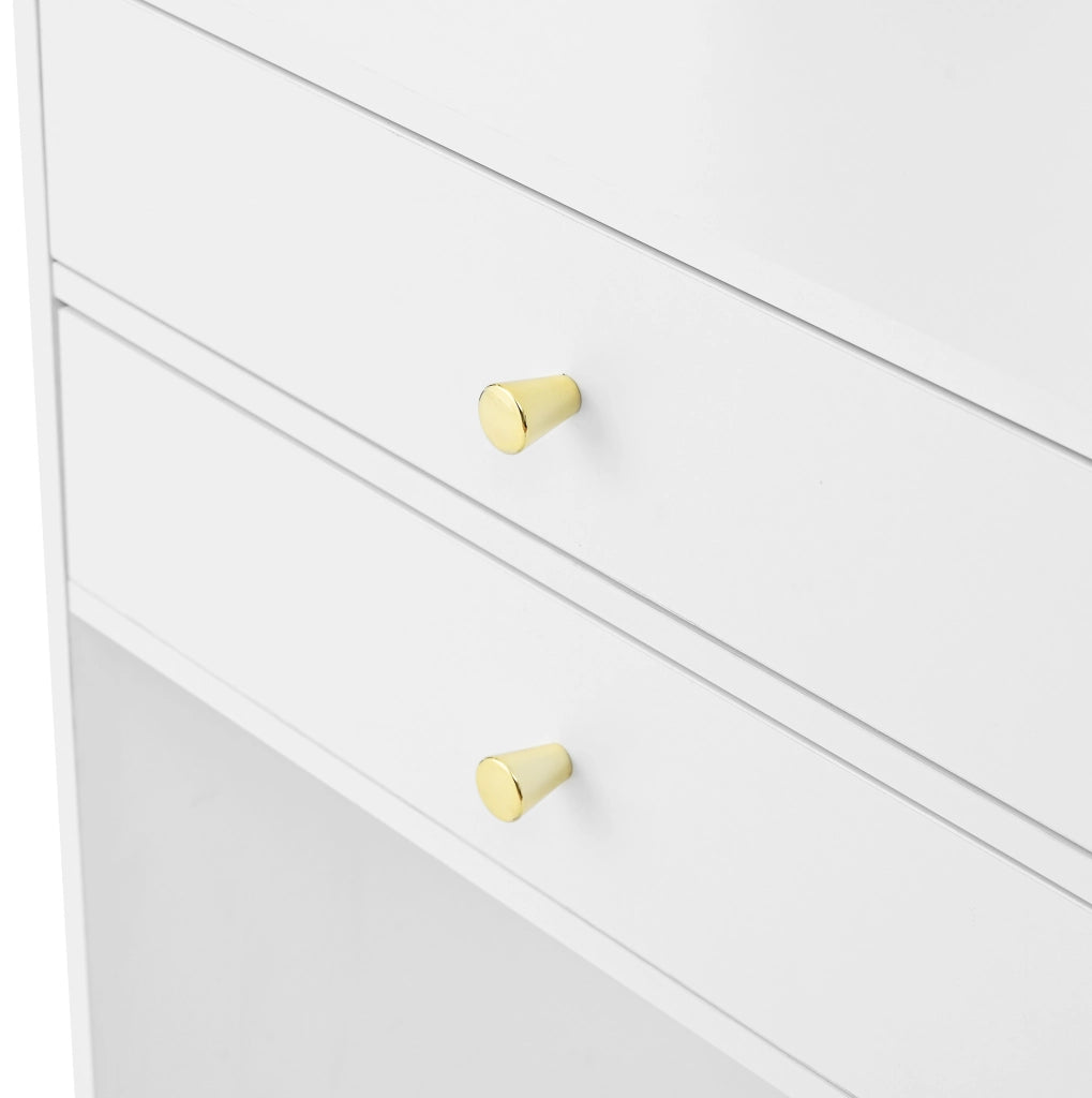 Toeletta bianca con LED regolabile, specchio e 2 cassetti