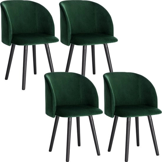 Set di 4 Sedie da Cucina Ergonomiche - In Tessuto - Sedie da Cucina per Tavolo da Pranzo, Sedie per Ufficio, Sedie - Velluto - Verde