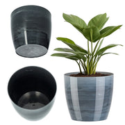 Coprivaso KADAX, rotondo, 12 cm, per soggiorno, grigio effetto marmo.