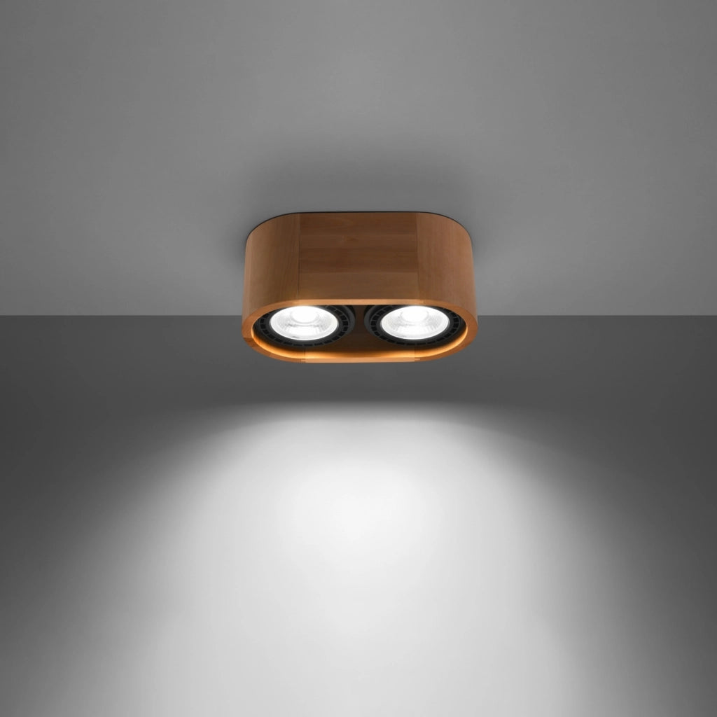 Faretto soffitto legno chiaro ovale doppio 2xGU10 10W