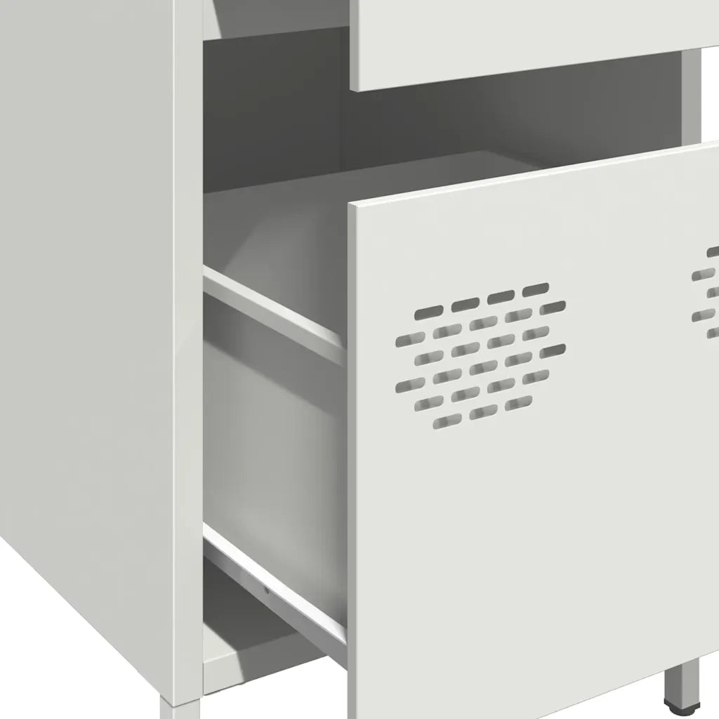 Credenza Bianca 35x39x73,5 cm in Acciaio Laminato a Freddo