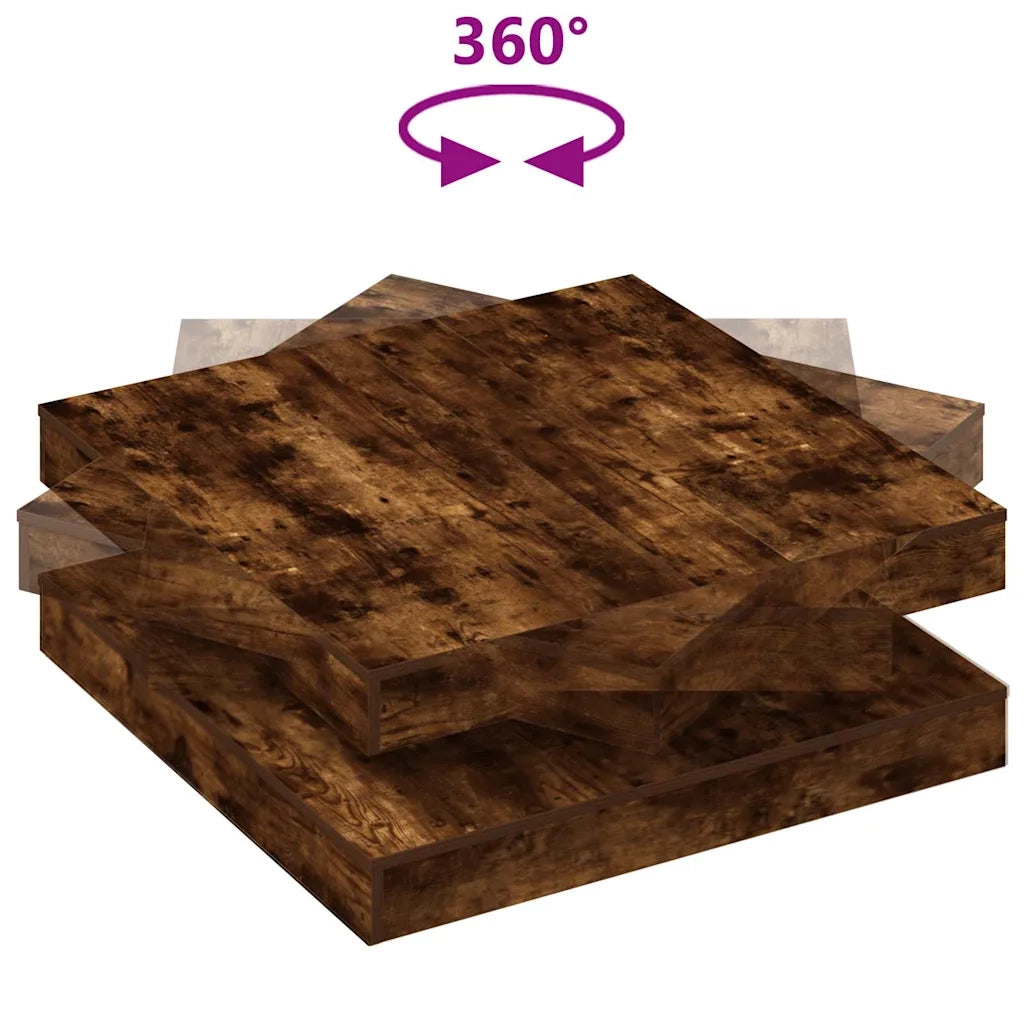 Tavolino da Caff¨¨ Girevole a 360 Gradi-Tavolino da soggiorno Rovere 90x90x34,5 cm