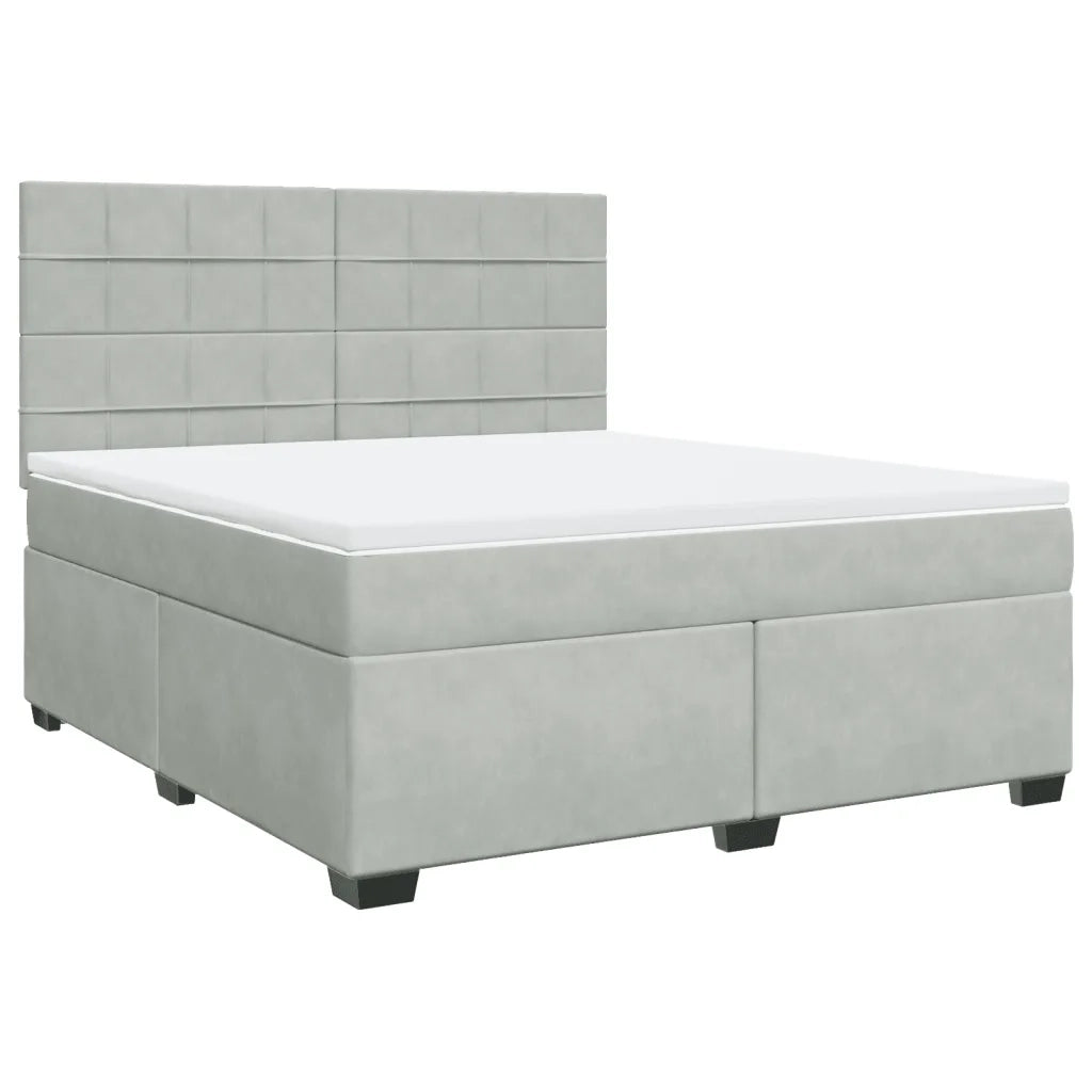 Giroletto a Molle con Materasso Grigio Chiaro 180x200cm Velluto