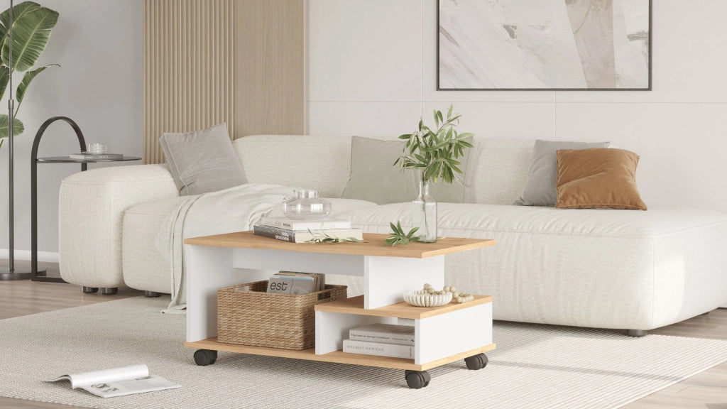Tavolino in legno "MIN9" - 90 x 51 x 42 cm - Bianco
