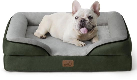 Letto per cani ortopedico, divano per cani ergonomico - 71x58 cm divano per cani con schiuma a forma di uovo per cani piccoli, lavabile, divano per cani antiscivolo, verde di conifera