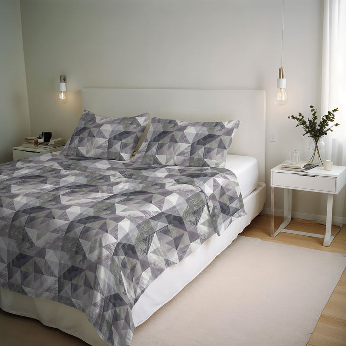 Copripiumino Singolo con Stampa sul Sacco e Federa Linea River Sepik Grey