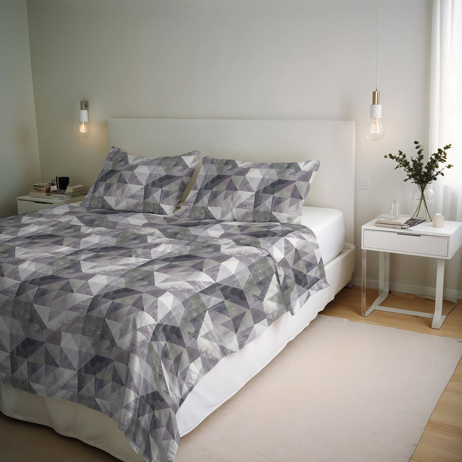 Copripiumino Matrimoniale con Stampa sul Sacco e Federe Linea River Sepik Grey