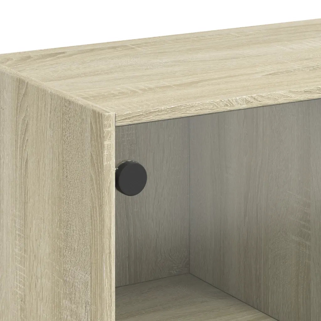 Tavolino da Salotto con Ante in Vetro Rovere Sonoma 102x50x42cm 836415