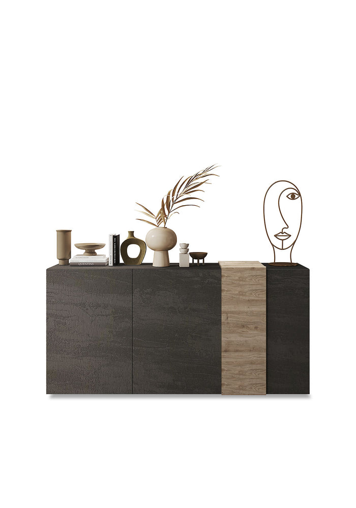 Madia Design Moderno 3 Ante Venus 181x44x84 cm Titanio E Rovere Cadiz